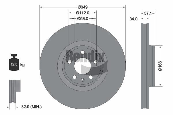 Bendix USA BDS2197HC Brake disc BDS2197HC