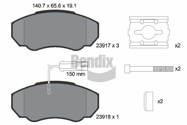 Bendix USA BPD1161 Brake pad set BPD1161 BPD1161 Bendix USA Brake pad set