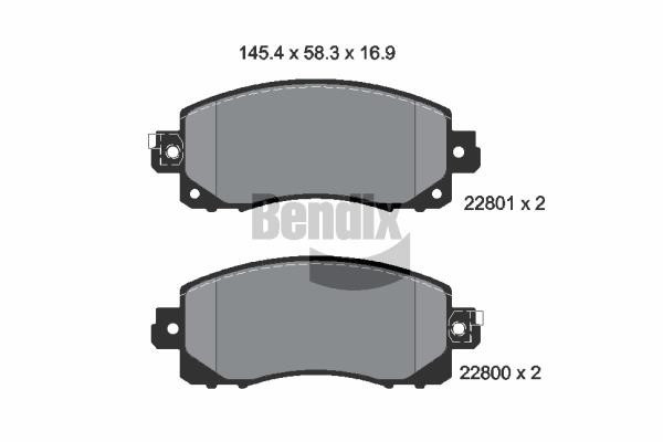 Bendix USA BPD2322 Brake Pad Set, disc brake BPD2322