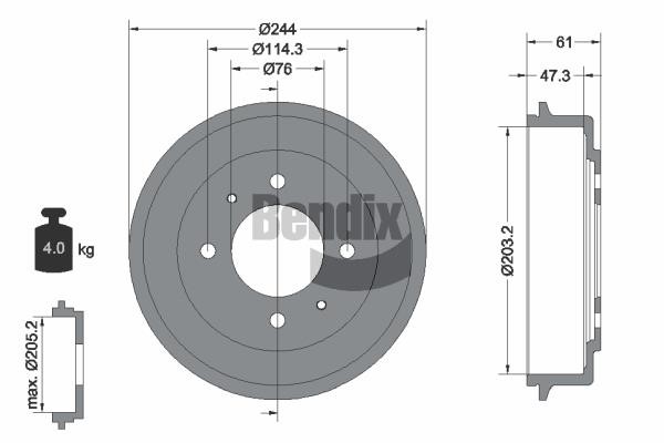 Bendix USA BDM1097 Brake drum BDM1097