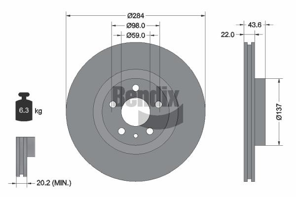 Bendix USA BDS1096 Brake disc BDS1096 BDS1096 Bendix USA Brake disc