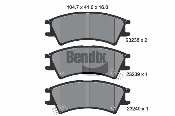 Bendix USA BPD1951 Brake Pad Set, disc brake BPD1951