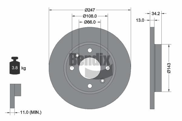 Bendix USA BDS1021 Brake disc BDS1021 BDS1021 Bendix USA Brake disc