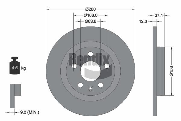 BDS2154 Bendix USA Brake disc