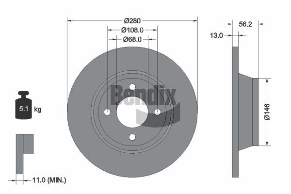 Bendix USA BDS1754 Brake disc BDS1754 BDS1754 Bendix USA Brake disc