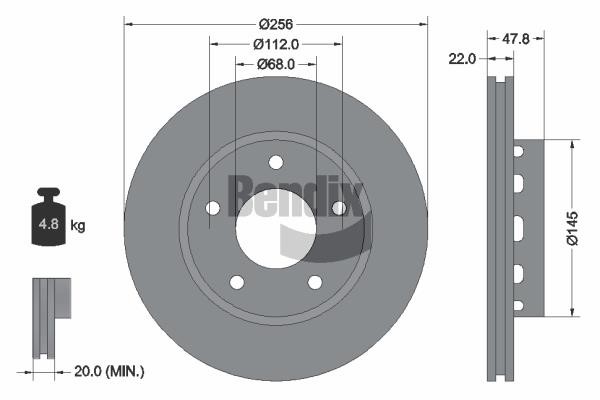 Bendix USA BDS1892HC Brake disc BDS1892HC BDS1892HC Bendix USA Brake disc