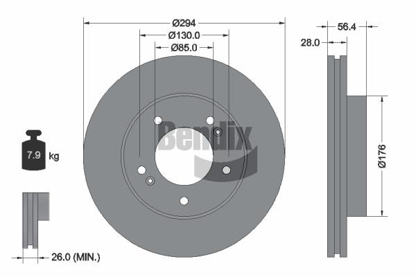 Brake discs Daewoo: BDS1813 Bendix USA Brake disc