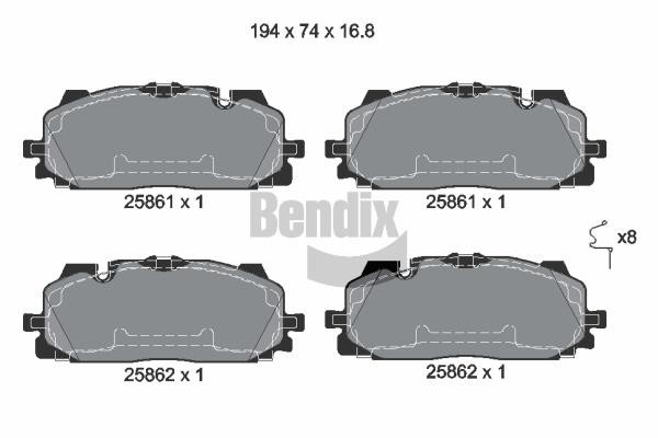 Bendix USA BPD1427 Brake Pad Set, disc brake BPD1427