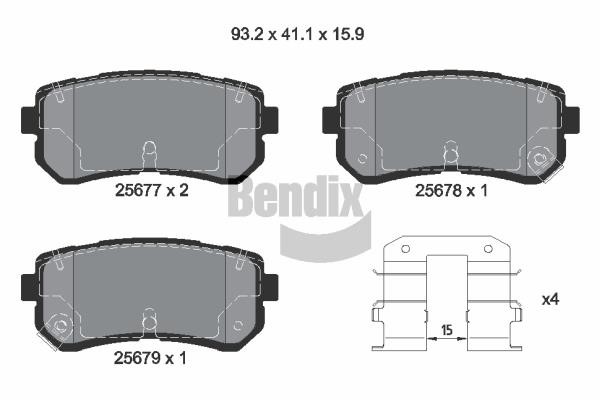 Bendix USA BPD2258 Brake Pad Set, disc brake BPD2258