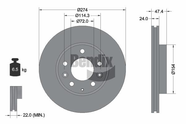 BDS1820 Bendix USA Brake disc