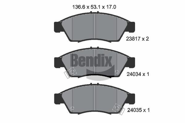 Bendix USA BPD2051 Brake Pad Set, disc brake BPD2051
