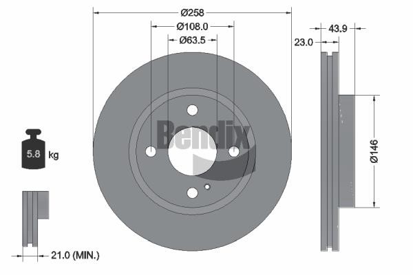 Bendix USA BDS1023HC Brake disc BDS1023HC BDS1023HC Bendix USA Brake disc