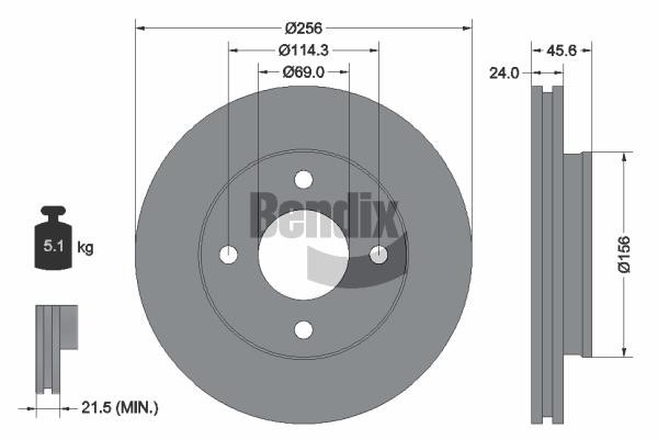 Brake discs Smart Forfour: BDS1642 Bendix USA Brake disc
