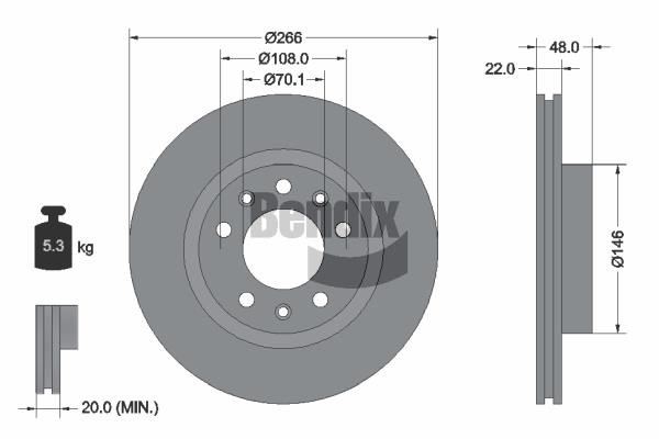 Bendix USA BDS1107 Brake disc BDS1107