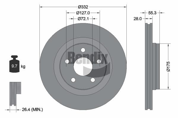Bendix USA BDS1964 Brake disc BDS1964 BDS1964 Bendix USA Brake disc