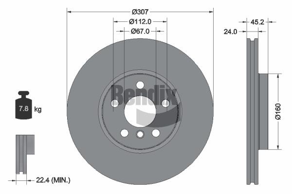 BDS1436HC Bendix USA Brake disc
