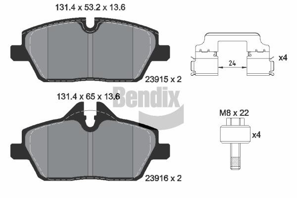Bendix USA BPD1602 Brake Pad Set, disc brake BPD1602