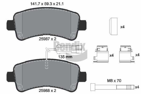 Brake pad kit Citroen Jumper: BPD1584 Bendix USA Brake pad set