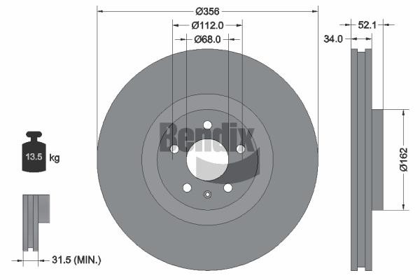 Bendix USA BDS1455 Brake disc BDS1455