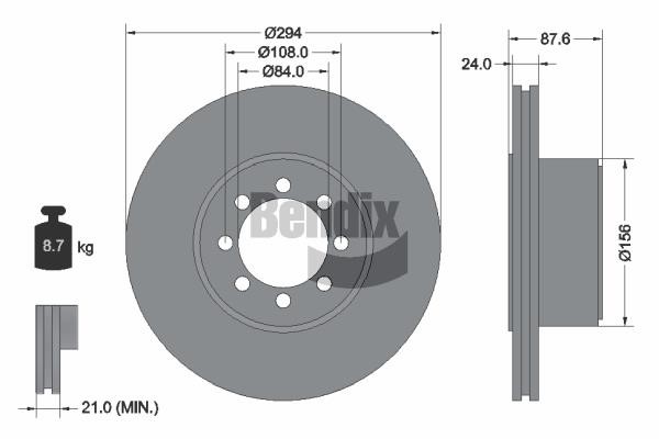 Brake discs Iveco: BDS1086 Bendix USA Brake disc