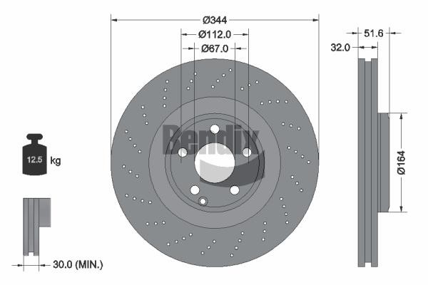 BDS1537HC Bendix USA Brake disc