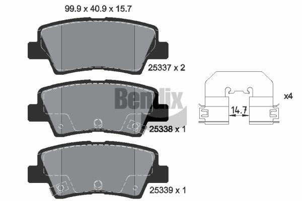 Bendix USA BPD1553 Brake Pad Set, disc brake BPD1553