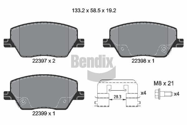 Bendix USA BPD1256 Brake Pad Set, disc brake BPD1256