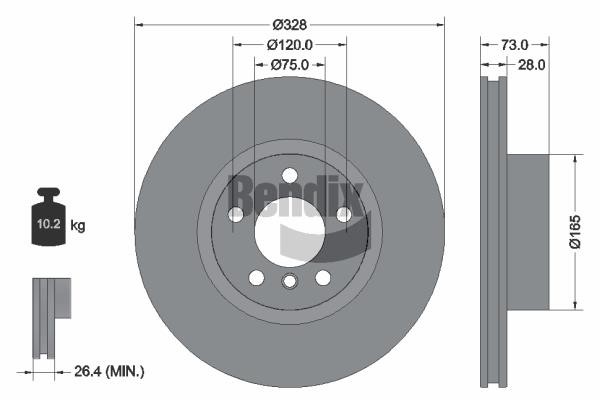 Bendix USA BDS1224HC Brake disc BDS1224HC