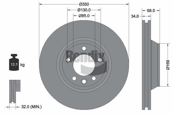 Bendix USA BDS1546LHC Brake disc BDS1546LHC BDS1546LHC Bendix USA Brake disc