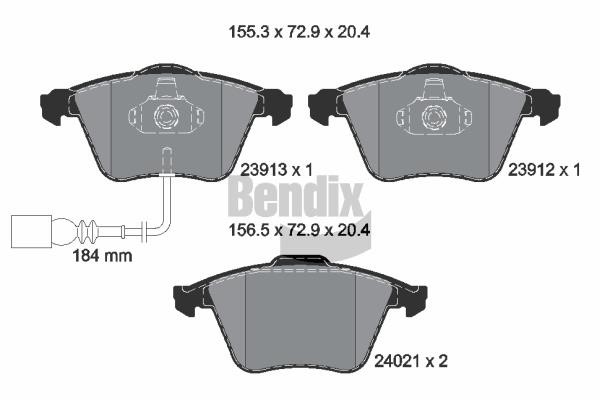 Bendix USA BPD1537 Brake Pad Set, disc brake BPD1537