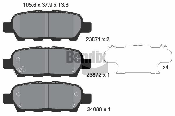 Bendix USA BPD1071 Brake Pad Set, disc brake BPD1071