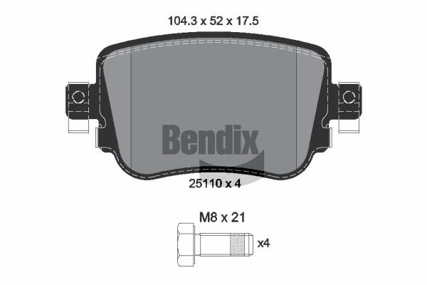 Bendix USA BPD1325 Brake Pad Set, disc brake BPD1325