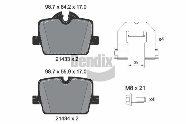 Bendix USA BPD1654 Brake Pad Set, disc brake BPD1654