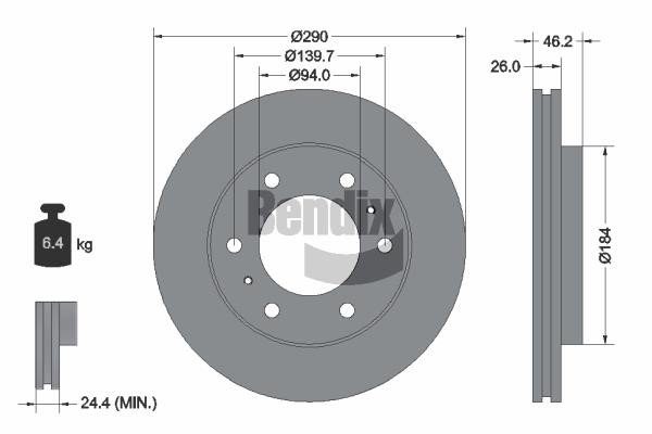 BDS1357 Bendix USA Brake disc