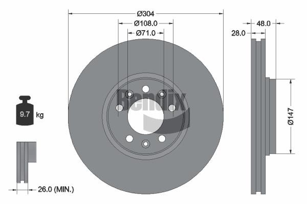 Bendix USA BDS1019 Brake disc BDS1019 BDS1019 Bendix USA Brake disc
