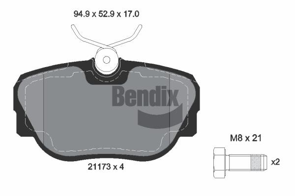 Bendix USA BPD1760 Brake Pad Set, disc brake BPD1760