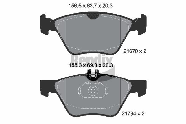 Bendix USA BPD1356 Brake Pad Set, disc brake BPD1356