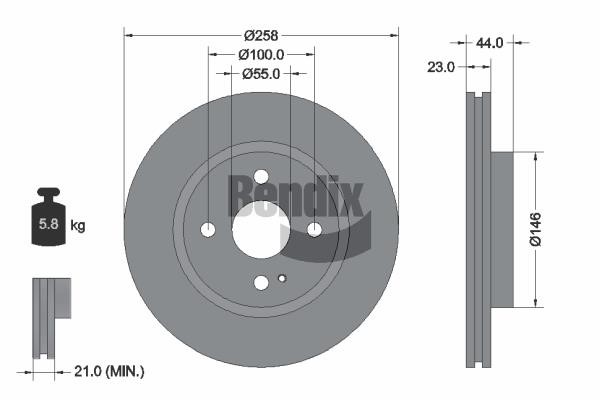 Brake disc Mazda 2: BDS1327 Bendix USA Brake disc
