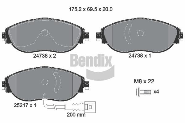 Bendix USA BPD1302 Brake Pad Set, disc brake BPD1302