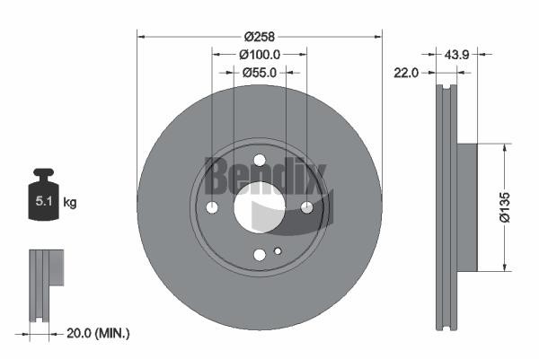 Brake discs Mazda 2: BDS1830 Bendix USA Brake disc