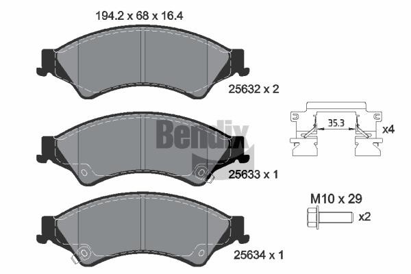 Bendix USA BPD1413 Brake Pad Set, disc brake BPD1413
