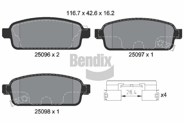 Bendix USA BPD1586 Brake Pad Set, disc brake BPD1586