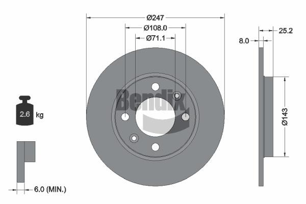 BDS1103 Bendix USA Brake disc