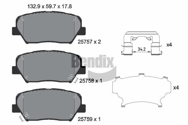 Bendix USA BPD1524 Brake Pad Set, disc brake BPD1524