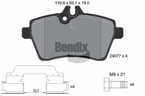Bendix USA BPD1105 Brake Pad Set, disc brake BPD1105