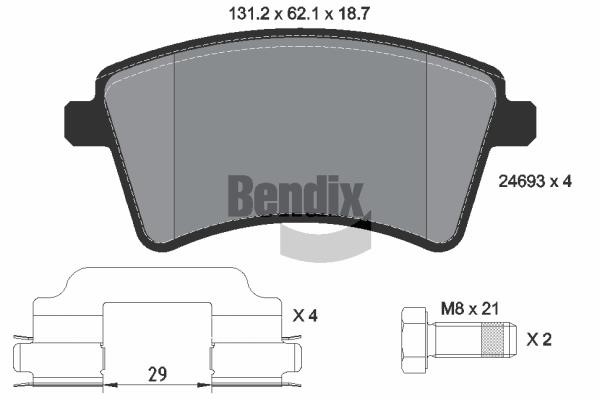 Bendix USA BPD1038 Brake Pad Set, disc brake BPD1038