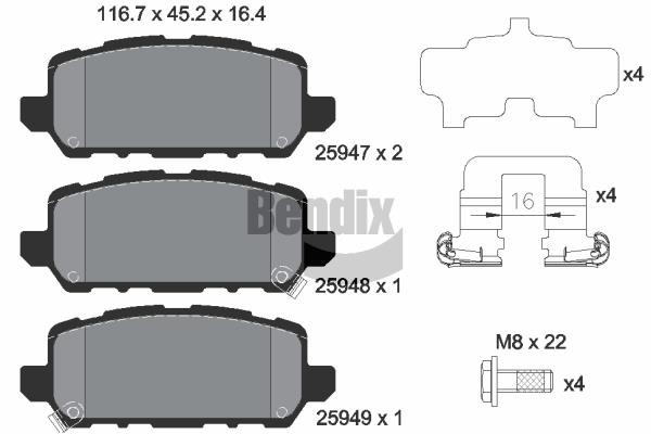 Bendix USA BPD2277 Brake Pad Set, disc brake BPD2277