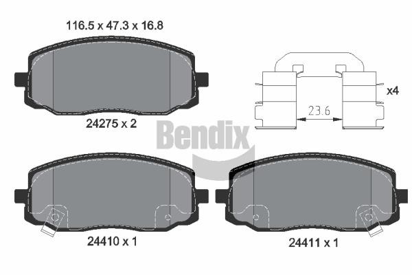 Bendix USA BPD1267 Brake Pad Set, disc brake BPD1267