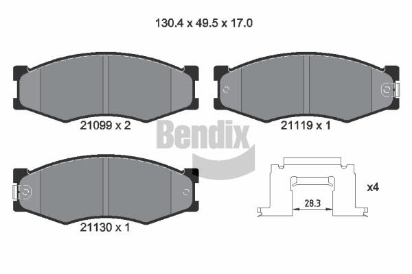 Bendix USA BPD1749 Brake Pad Set, disc brake BPD1749