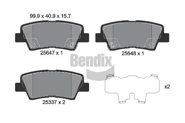 Bendix USA BPD2257 Brake Pad Set, disc brake BPD2257